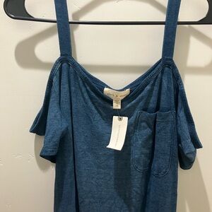 Anthropologie Cloth & Stone Denim Blue Cold Shoulder Maxi Dress